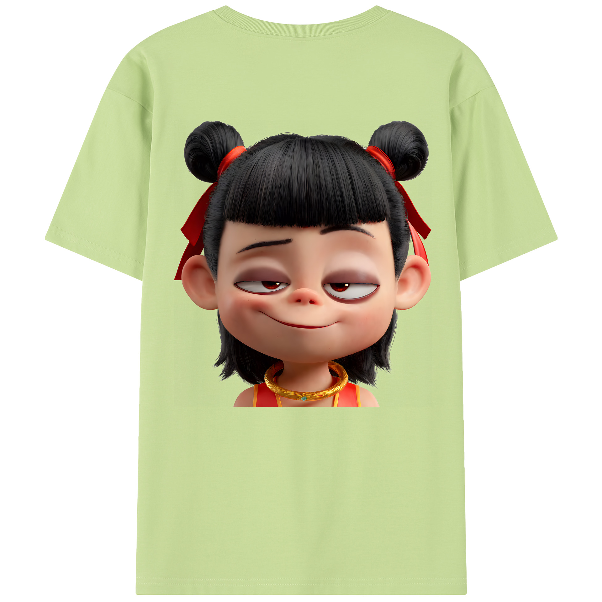 （画像用） Ne Zha 2 ナタ 魔童の大暴れ 綿100％半袖Tシャツ（背面プリント）